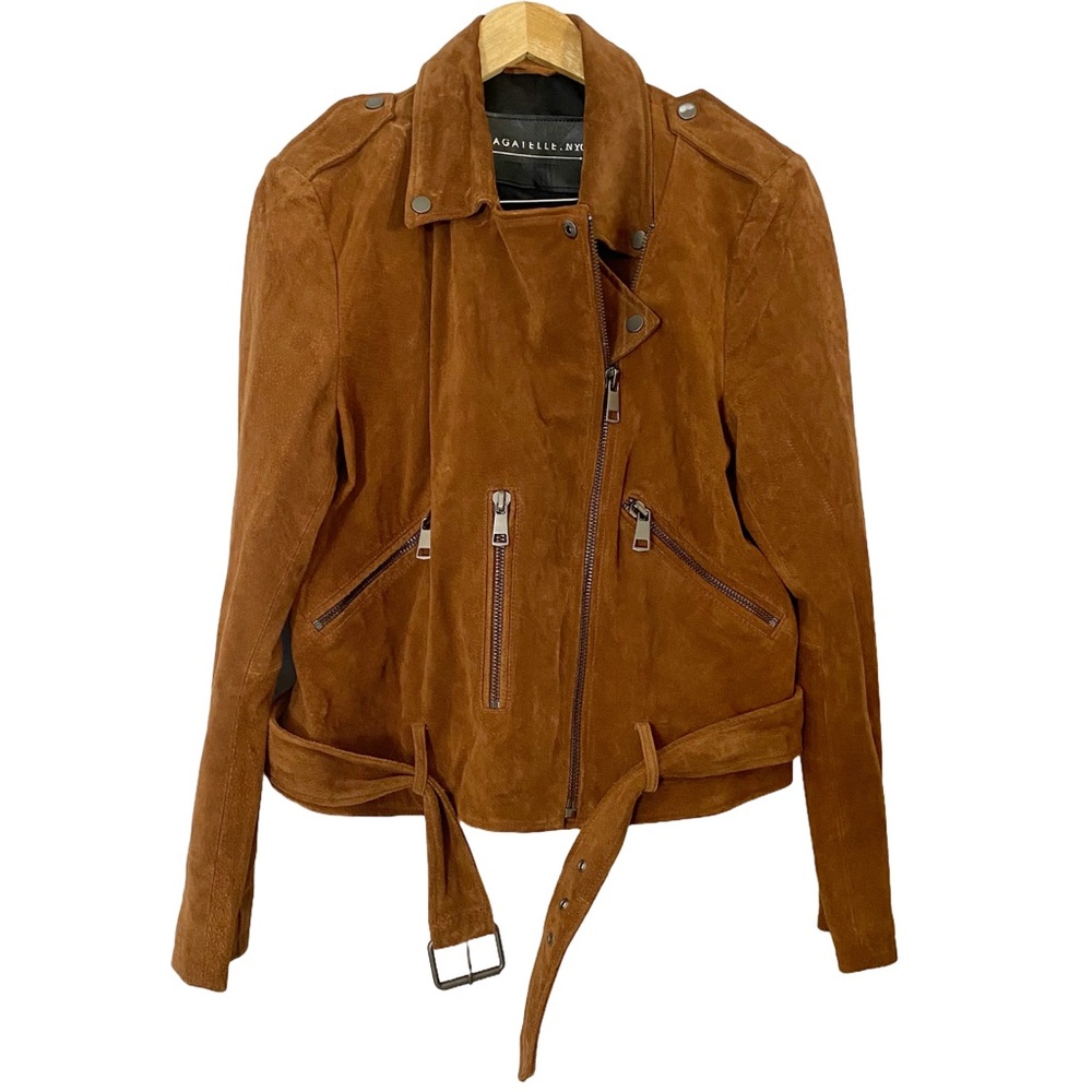 Bagatelle Brown Leather Suede Biker Jacket XL